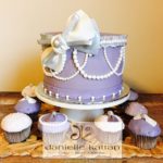 baby shower purple and pearls fondant cake