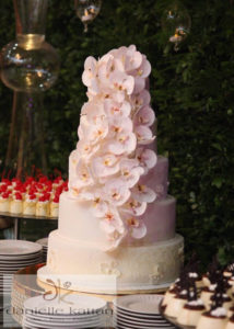 orchid fondant wedding cake