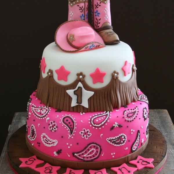 Fondant Cow Girl Birthday Cake