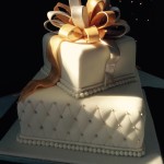 fondant quilted cake with sugar paste bow